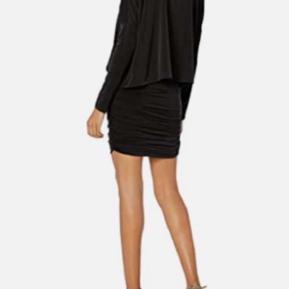 BCBGMAXAZRIA Black Ruched Long Sleeve Bodycon Dress XS - Picture 2 of 5
